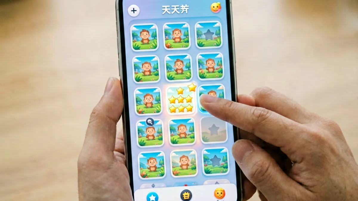 天天弄游戏界面截图，展示玩家在关卡选择页面面对密集关卡时的操作场景